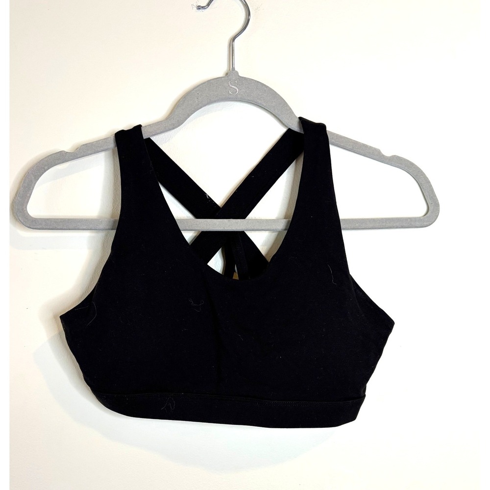 Running Girl Black Crisscross Back Sports Bra Yoga Gym Athletic Top Small